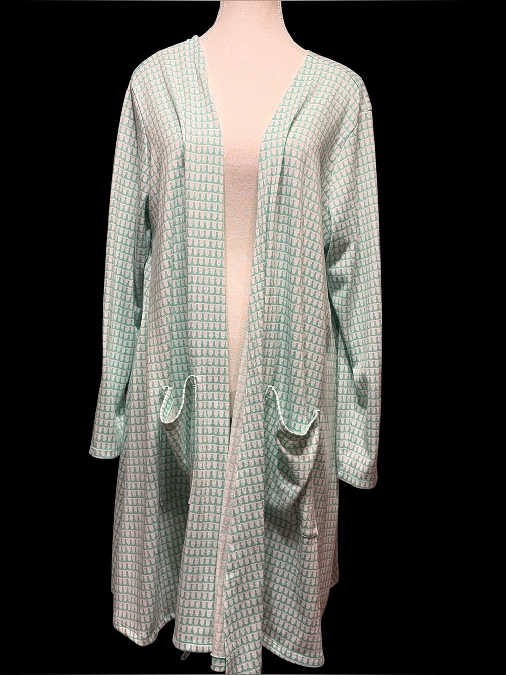 LuLaRoe Mint Patterned Open-Front Women's Robe Cardigan Duster